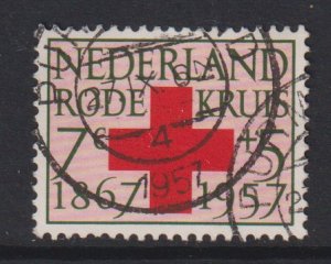 Netherlands  #B313  used  1957  Red Cross  7c