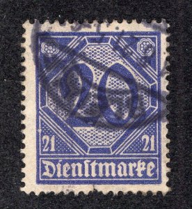 Germany Prussia 1920 20pf deep ultramarine Official, value = $1.90