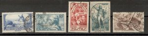 FRANCE - 5 USED STAMPS -  Mi.No. 315, 317, 318, 319, 320 - 1936.