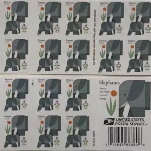 Elephant Forever Stamps 5 Books of 20pcs,total 100pcs