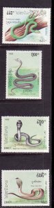 Laos-Sc#1078-81-unused NH set-Snakes-Reptiles-1992-