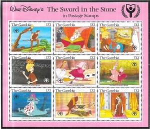 Gambia #1059 3d Disney-The Sword in the Stone (MNH) CV $15.00