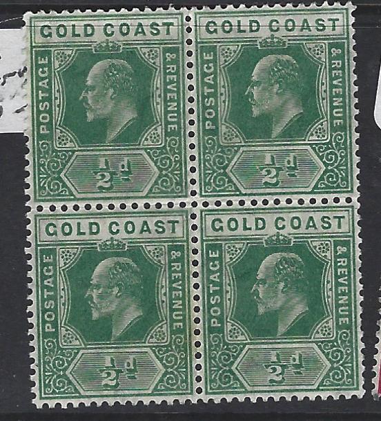 GOLD COAST (PP0105B)  KE  1/2D  SG 59A BL OF 4    MNH