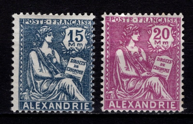 French PO in Alexandria 1927 altered key-type inscr 'Mm', Part Set ...