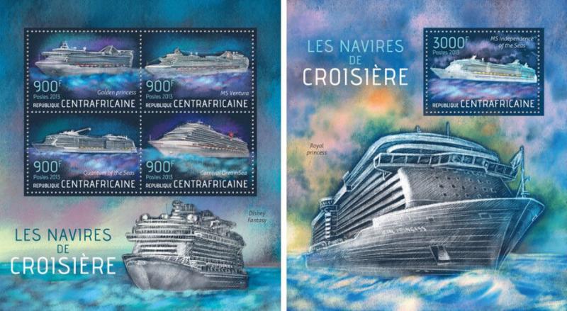 Cruise Ships Schiffe Sea Water Transport Central Africa MNH stamp set