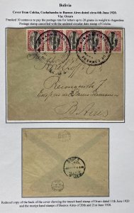 1920 Colcha Bolivia Cover To Buenos Aires Argentina Via Oruro