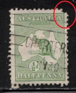 AUSTRALIA Scott # 1 Used HR - Kangaroo & Map Pulled Corner Perf