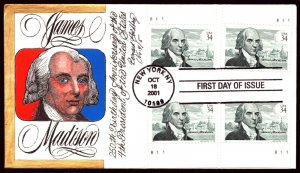 Scott 3545 34 Cents Madison Bernard Goldberg Hand Painted FDC 4 Corners 4 / 5