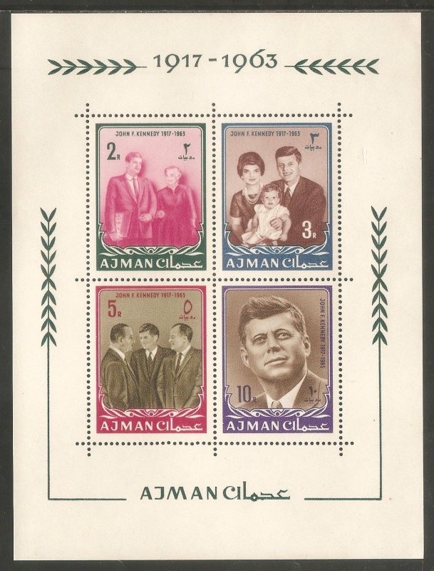 AJMAN Sc# 19 - 26a MNH FVF Set8 + SS John F. Kennedy JFK