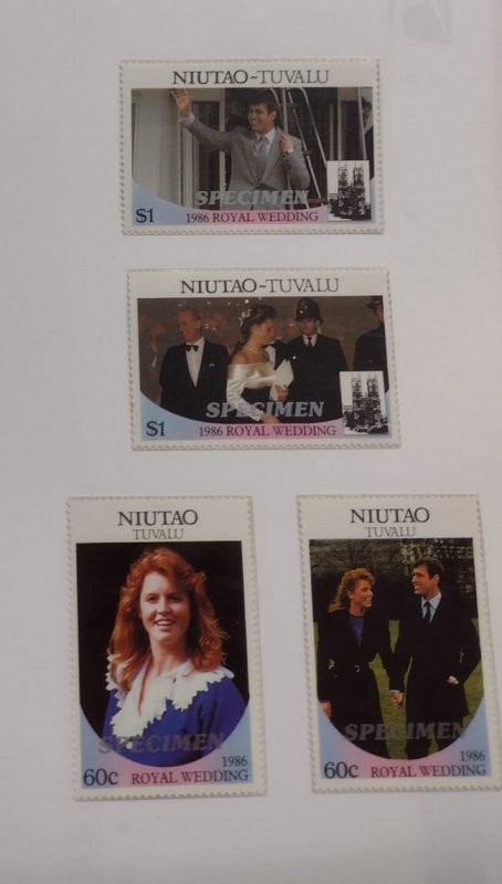 O) 1986 TUVALU, SPECIMEN, NIUTAO, COUPLE, SARAH FERGUSON, PRINCE ANDREW, SARAH I