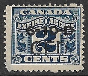 CANADA REVENUES 1915-28 2c EXCISE TAX VDM. FX36 Precancel Used