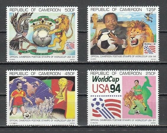 Cameroun, Scott cat. 890-893. U.S.A. World Cup Soccer issue. ^