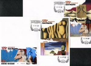 GUINEA BISSAU 2023 125th ANNIVERSARY OF RENE MAGRITTE PAINTINGS S/S SET FDCS