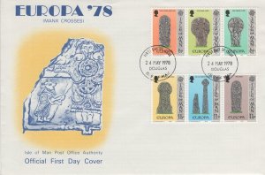 Isle of Man 1978 FDC Sc 133a, 136a Carved Gravestones Europa 1