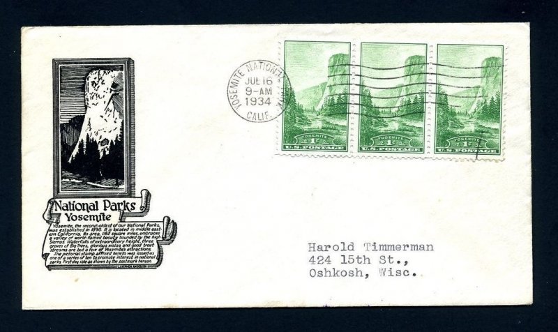 # 740 First Day Cover addressed with Anderson cachet and card dated 7-16-1934