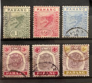 MALAYA PAHANG 1891 -99 Tiger 6V Fine Used SG#11-16 M6636
