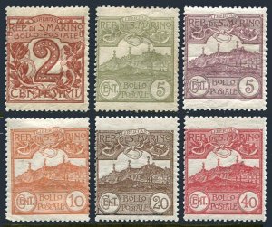 San Marino 41/60 6 stamps, hinged. Mt Titano, 1921-1925.