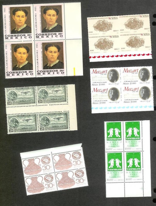 MEXICO (248) Blocks of 4 stamps ALL Mint Never Hinged w/Some Better