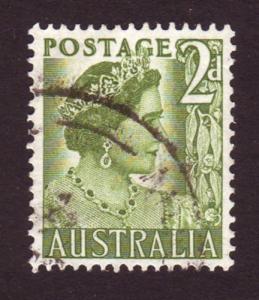 Australia 1951 Sc#231 2d Green Queen SG#237, Queens, Royalty USED