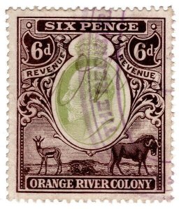 (I.B) Orange River Colony Revenue : Duty Stamp 6d 