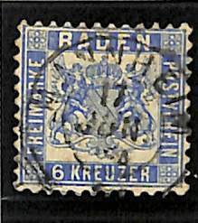 Germany, Baden 1862, 6Kr, used, MANNHEIM, Used