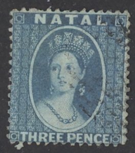 Natal Sc# 9 Used 1860 3p Queen Victoria