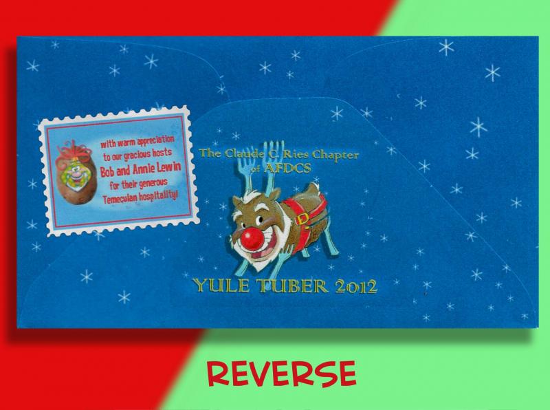 Potato Rudolph Leads Santa's Sleigh on TuberFest First Day Cover from 2012