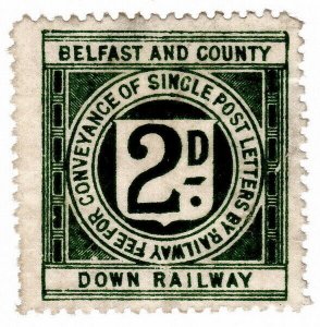 (I.B) Belfast & County Down Railway : Letter Stamp 2d (watermarked paper) 