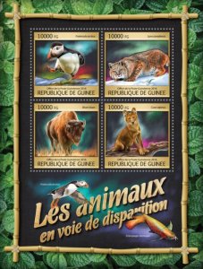 GUINEA - 2016 - Endangered Animals - Perf 4v Sheet - Mint Never Hinged