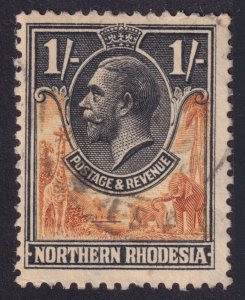 NORTHERN RHODESIA SC# 10 FROM 1925 1s black & orange KING GEORGE V - UVF GREAT 1