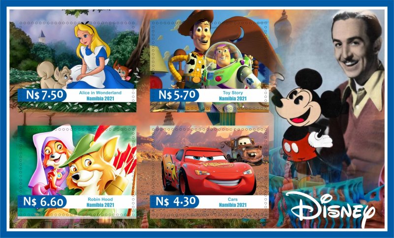 Stamps.Cartoons, Walt Disney.  1+1 sheets perf Namibia