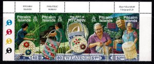Pitcairn Islands 2002 Weaving  Set as Marginal Strip of 5 MNH