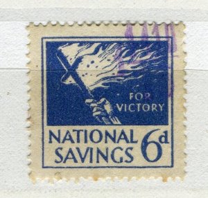 BRITAIN; 1940s early National Savings Stamp fine used 6d. value