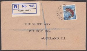 NEW ZEALAND 1964 Registered cover - 1/3d Trout single franking -............W581