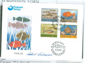 Faroe Islands 260-263 FDC signed by Astrid Andreasen