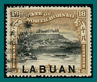 Labuan 1897 Mt Kinabalu, p16, cancelled  #81,SG96b