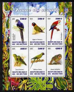 BURUNDI - 2011 - World Fauna, Parrots #1 - Perf 6v Sheet - MNH - Private Issue