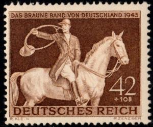 ✔️ GERMANY REICH 1943 - NAZI HORSES BROWN RIBBON - Mi. 854 ** MNH OG [DR854]