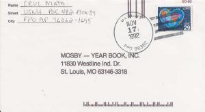 United States Fleet Post Office 29c Love Global Heart 1992 U.S. Navy, FPO 963...