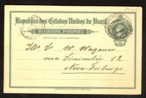 BRAZIL 1914 50r POSTAL CARD Rio De Janeiro to Nova Friburgo