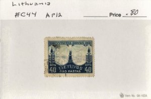 LITHUANIA  #C44 ,USED AIRMAIL ON 102 CARD - 1930 - LITH026