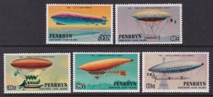 Penrhyn Island 255-259 Airships MNH VF