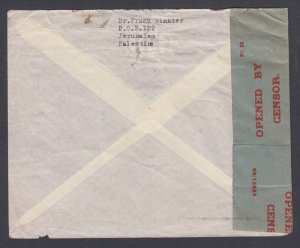 Israel forerunner, Palestine Sc 68, 75, 80 on 1941 Censored Air Mail cover #69