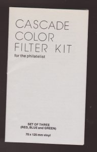 CASCADE COLOR FILTER KIT booklet and three filters 