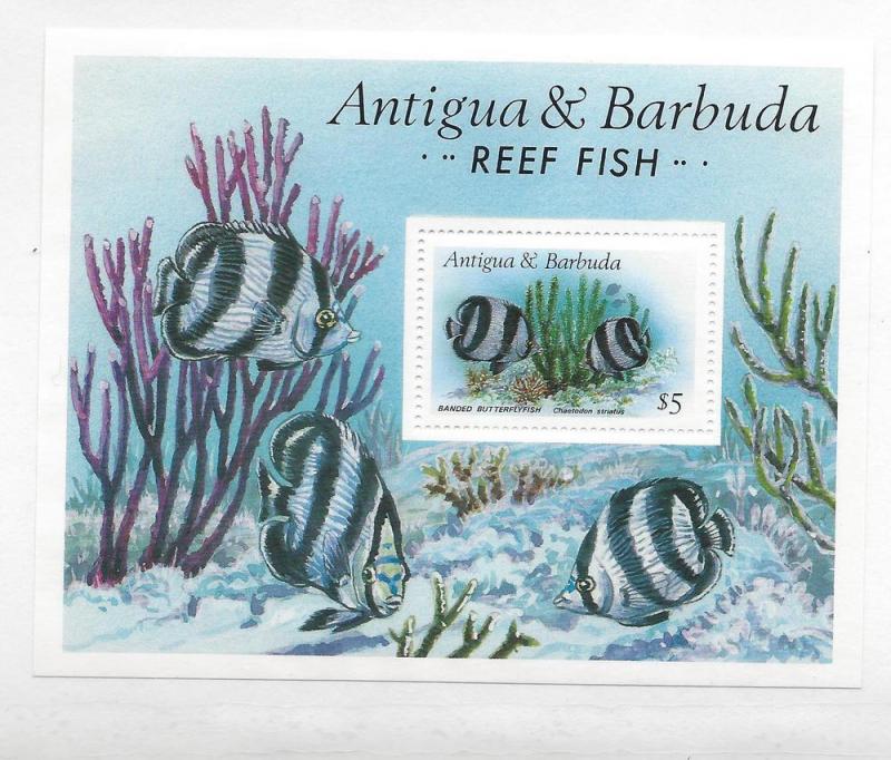 Antigua, 1013, Reef Fish S/S(1),**MNH**