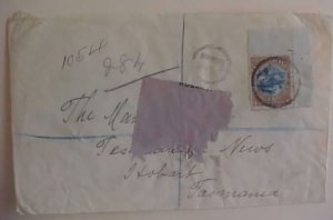 NEW ZEALAND 1904 REGISTERED WELLINGTON B/S TASMANIA