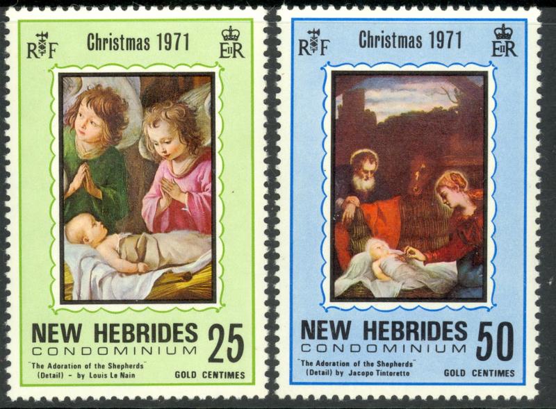 NEW HEBRIDES BRITISH 1971 QE2 CHRISTMAS Set Sc 149-150 MNH