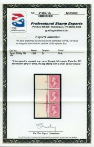 #279Bg PL# Imprint Strip Of 3 Mint-Avg-Fine-OG-NH PSE CERT SCV $550 (2/14/21 GP)