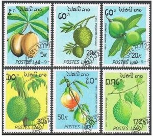 Laos 949-954, CTO. Michel 1169-1174. Fruits 1989. Mani ikara zapota, Guajava,