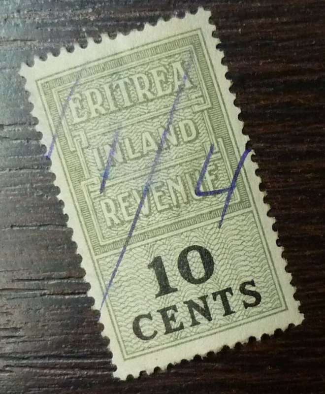 Italy Eritrea Africa Revenue Stamp 10 Cents A4